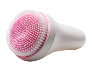 Electric facial cleansing brush device for skincare and beauty, isolated on transparent background