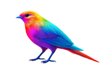 Eye-catching uniquely designed bird with radiant plumage isolated on transparent background