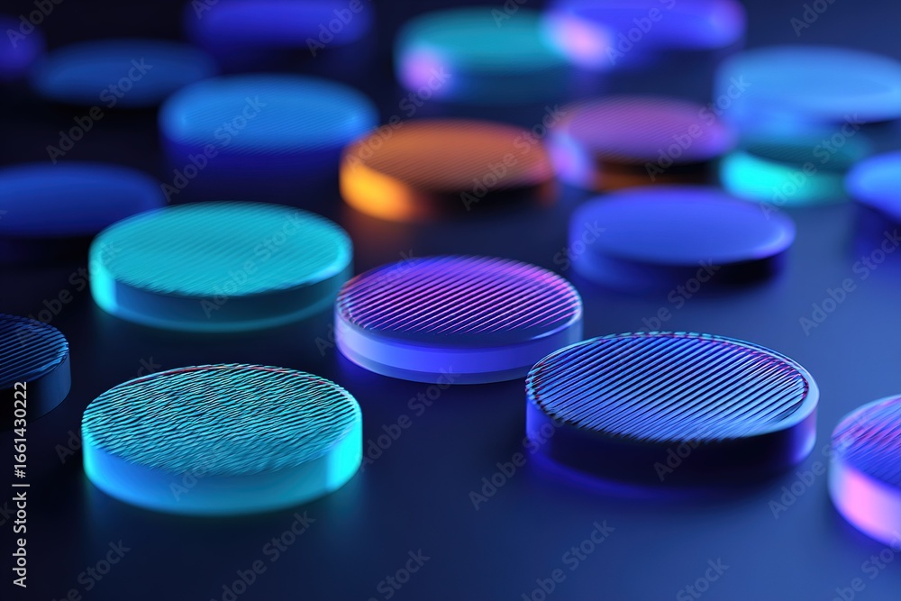 Aufkleber colorful circular patterns illuminated in a dark setting create a vibrant visual display at night