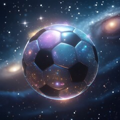 Naklejka premium AI Generative. Cosmic Soccer Ball in Starry Galaxy. 2