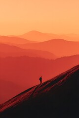 silhouette of a man on a mountain, artistic backpacking concept background