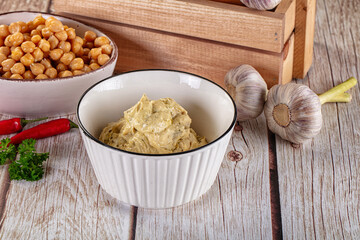 Natural organic homemade chickpea hummus