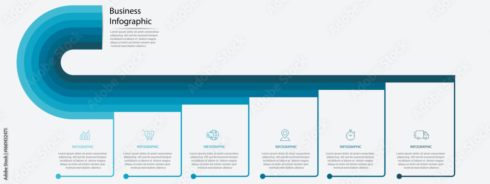 Aufkleber steps business data visualization timeline infographic designed for abstract background template str
