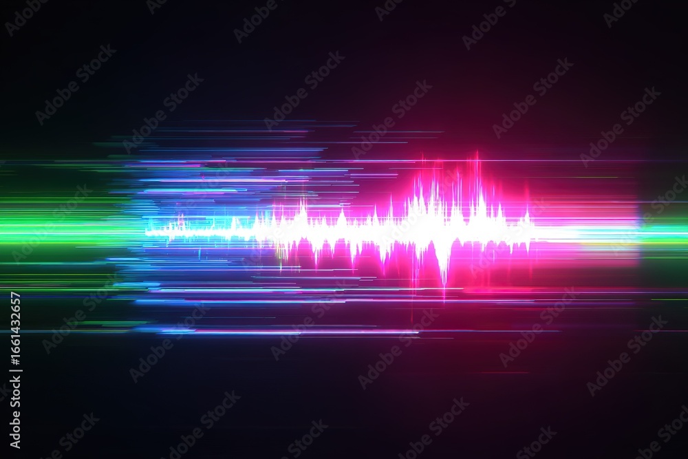 Poster colorful sound wave visual created with light effects showcasing vibrant patterns and movement in an