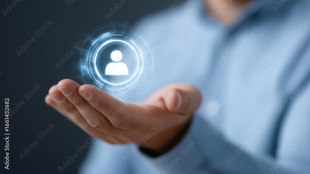 Poster optimizing sales processes with futuristic crm technology