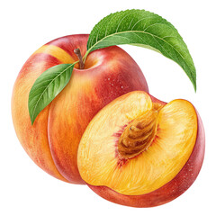 Nectarine fruit isolated on transparent background PNG fresh juicy nectarine fruit image isolated PNG sweet ripe nectarine close-up PNG nectarine fruit illustration PNG transparent background image