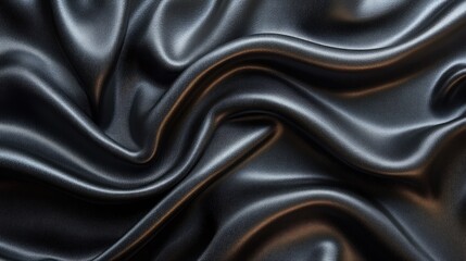 Fototapeta premium Dark Draped Satin Fabric Showing Soft Waves