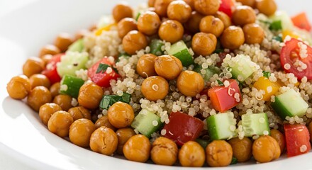 Salade quinoa pois chiches dor�s soleil �clatant l�gumes frais. AI Generated