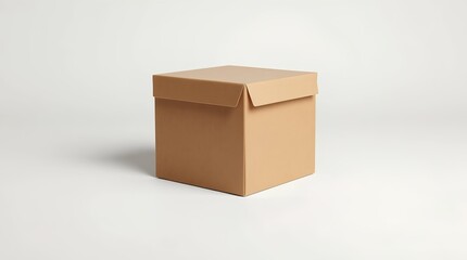 Fototapeta premium Clean brown cardboard box with lid open, ready for shipping or storage, isolated on a bright white background.