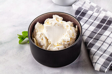 Chream cheese in the bowl