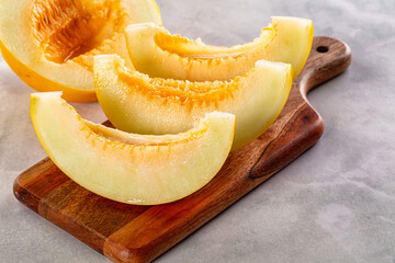 Ripe sweet juicy melon with slices