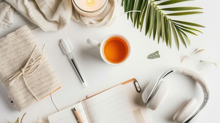  "Calm Focus: Wellness and Productivity Flatlay"