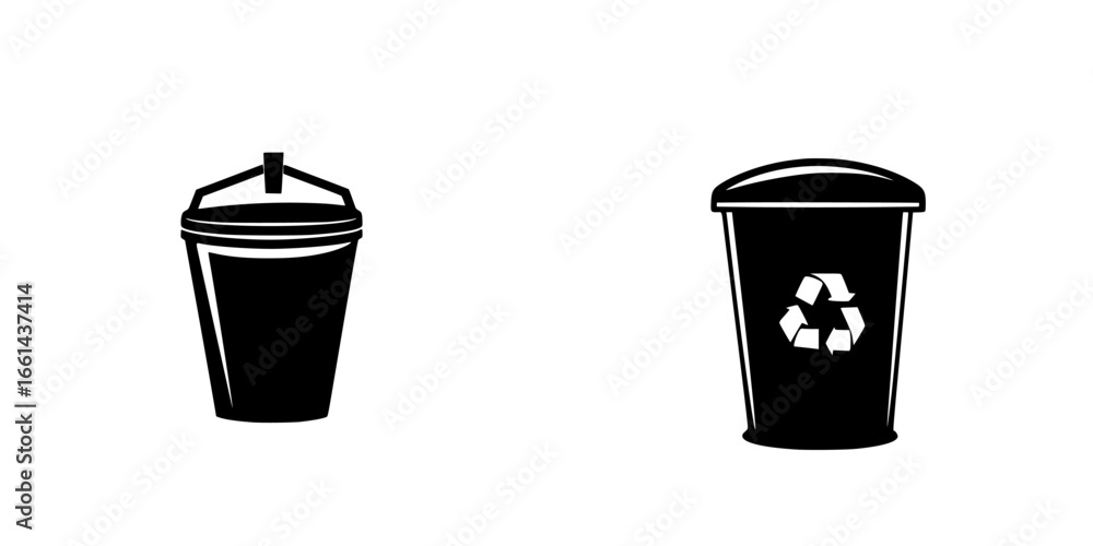 Poster waste management symbols for sorting trash and recycling containers in urban environments