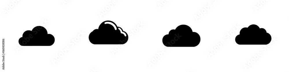 Poster cloud silhouettes against a white background in a minimalistic design representing different shapes 