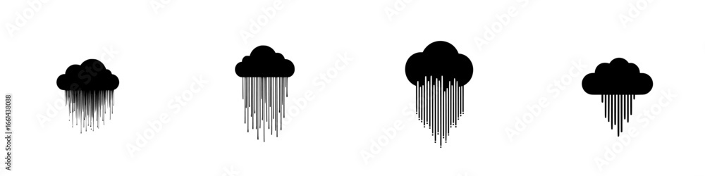 Aufkleber various artistic representations of rain clouds in minimalist black and white style showcasing diffe