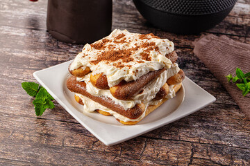 Delicous Tiramisu cake with cream