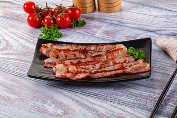 Fried pork bacon for breakfast