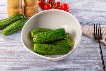 Homemade lightly salted cucumbers snack