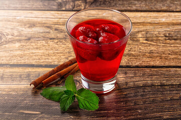 Sweet juicy cold strawberry lemonade