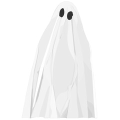 Spooky White Sheet Ghost Vector Illustration
