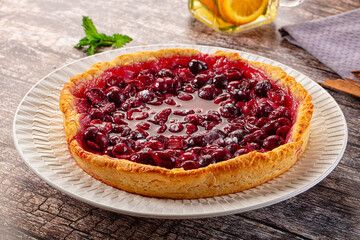 Tasty homemade pie with cherry
