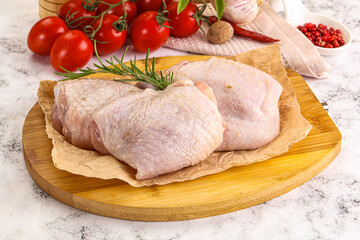 Raw chicken thighs for cooking