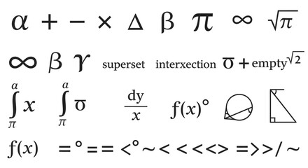 Master math equations and symbols for educational content, scientific research, and academic presentations.