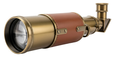 Isolated Vintage Brass Telescope