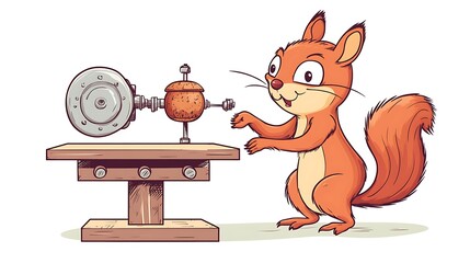 Squirrel and machine illustration
