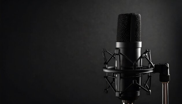 Studio Condenser Microphone on Dark Background - Powered by Adobe