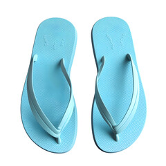 Fototapeta premium Stylish Summer-ready Light Blue Flip-Flops Against a Star Background
