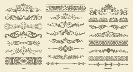 Elegant vintage dividers with flourish details for professional invitation design and classic stationery elements