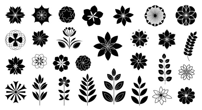 Elegant floral silhouette collection for modern invitations and sophisticated branding projects with botanical charm