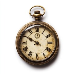 Antique pocket watch, brass, Roman numerals, time, vintage