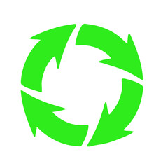 Vibrant green recycling symbol with a sense of continuous motion and environmental awareness