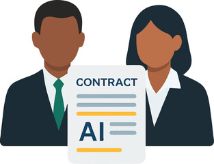 Legal team with AI clause highlight Illustration