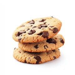 Three chocolate chip cookies stacked (2)