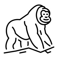 A line style icon showing giant gorilla