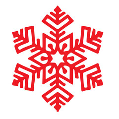 Vibrant red snowflake illustration symbolizing winter and festive holidays