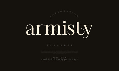 Armisty serif alphabet font with elegant, modern, and timeless style perfect for branding and design projects