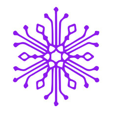 Geometric snowflake pattern with futuristic design in vibrant purple
