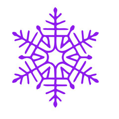 Delicate purple snowflake illustration on a clean white background, symbolizing winter's beauty.