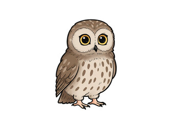 Fototapeta premium Cute Cartoon Owl Illustration on Black Background png, isolated on transparent background