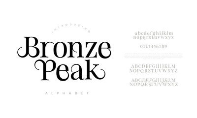 Bronze Peak serif alphabet font with stylish and decorative look, perfect for modern design
