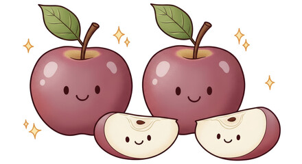 Isolated Kawaii apples