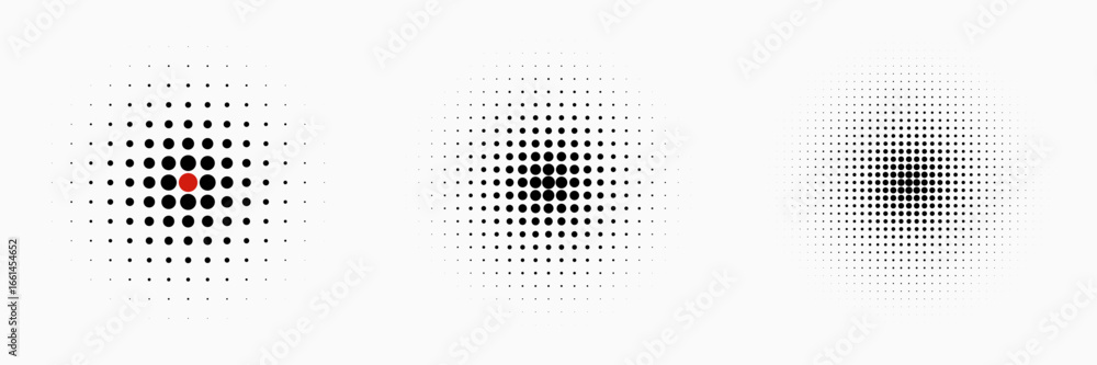 Aufkleber set of dotted abstract shapes. hexagonal halftone pattern. half tone design elements in geometric te