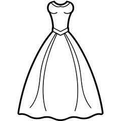Bridal Dress Outline Drawing Coloring Page for Kids