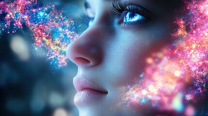 The product concept includes beauty, doctor and medical experiments, pharmaceutical formulas formulate cosmetic chemical agent for cosmetics. double exposure