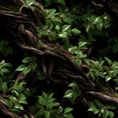 Obraz premium Top View 2D Jungle Ground Texture with Tangled Vines and Greenery