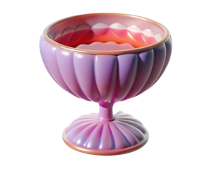 Elegant fluted dessert cup with pink and gold trim vintage style presentation 3d illustration isolated on transparent background